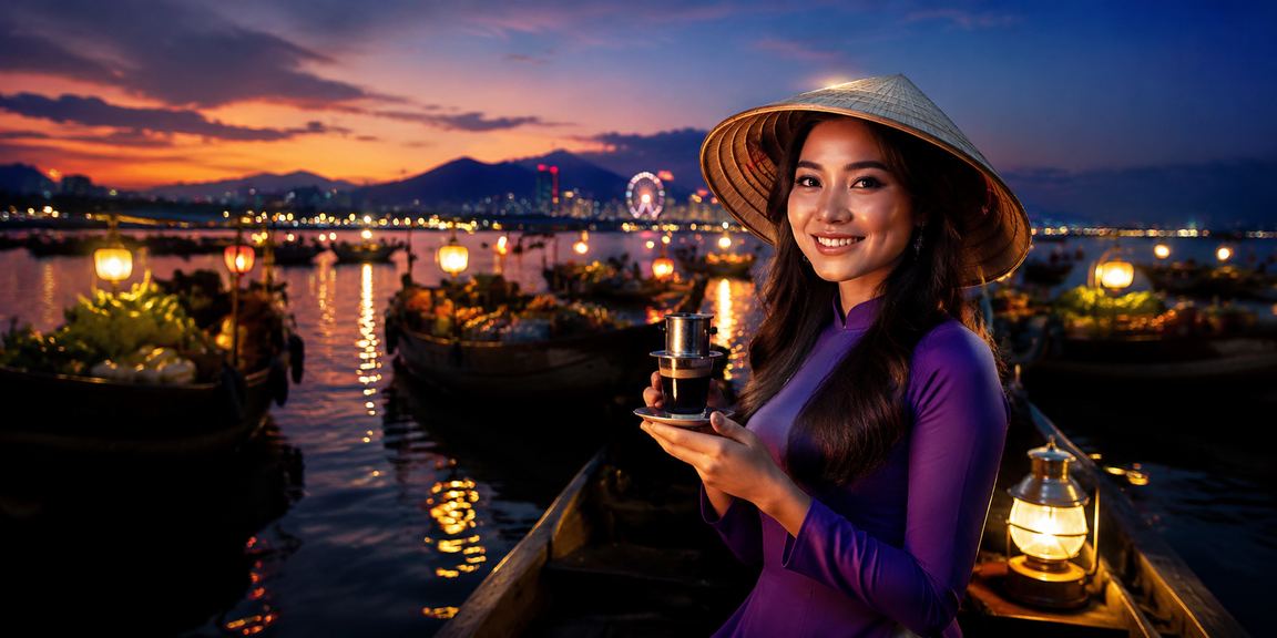 Người dùng Đà Nẵng xem phân tích thể thao tại quán cà phê buổi sáng trên điện thoại